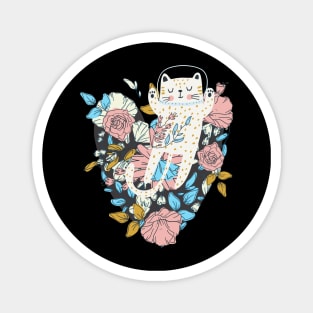 Cute Cat Austronaut Dreamer with Flowers Magnet